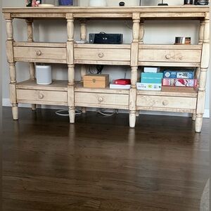 Rustic Cream Wooden Storage Console